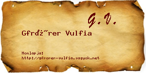 Gfrörer Vulfia névjegykártya